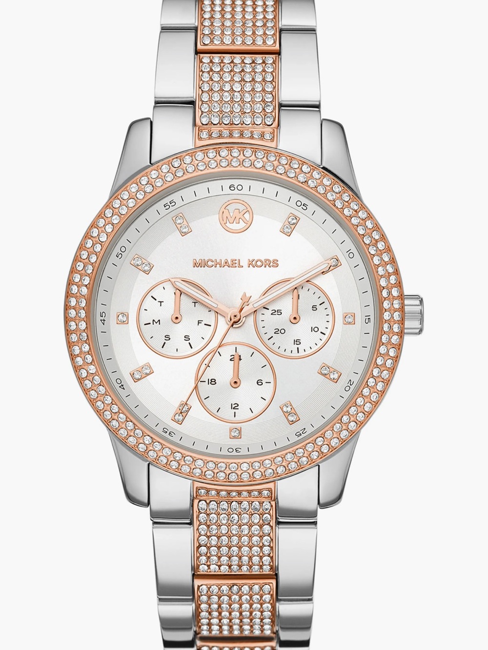 Michael Kors Two-Tone Silver and Rose Gold Crystal Accent Women's Watch